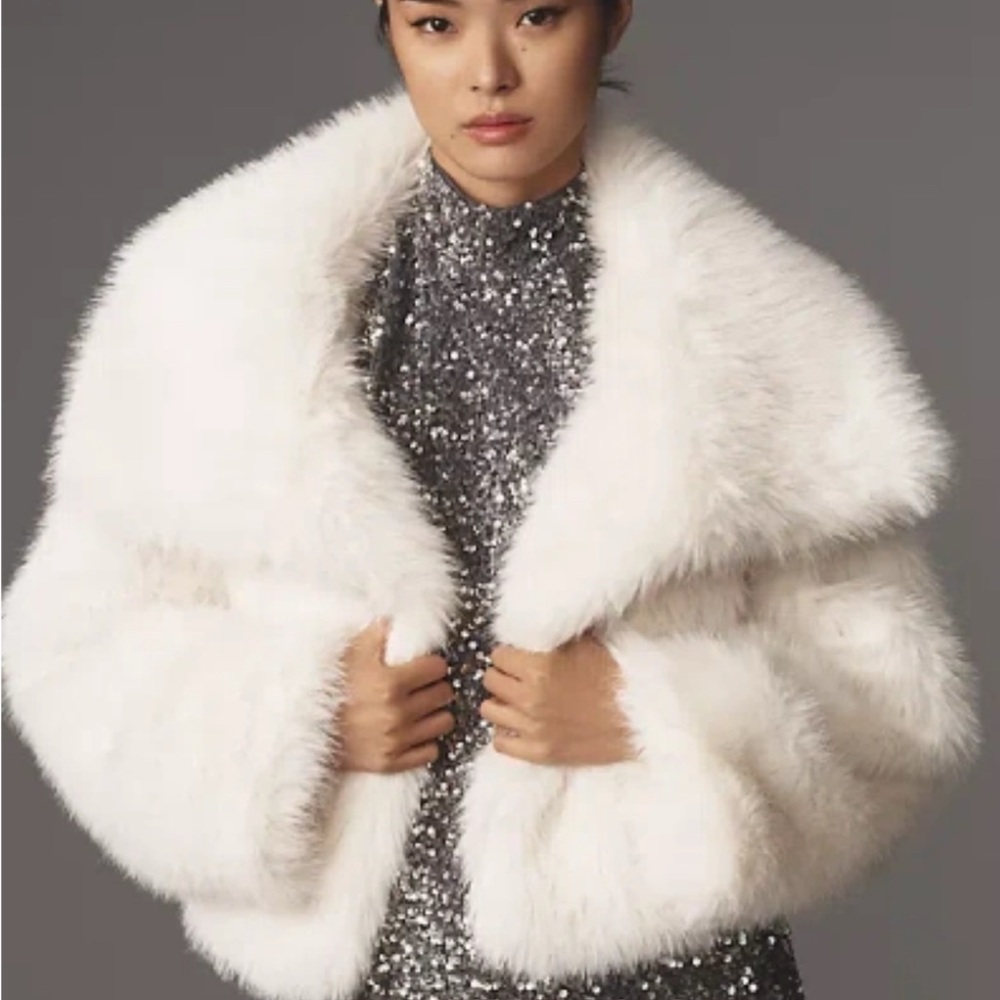 Maeve Faux-Fur Cropped Jacket, size L